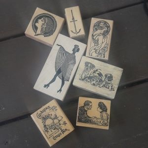 Stamps bundle women dogs anchor eclectic deco